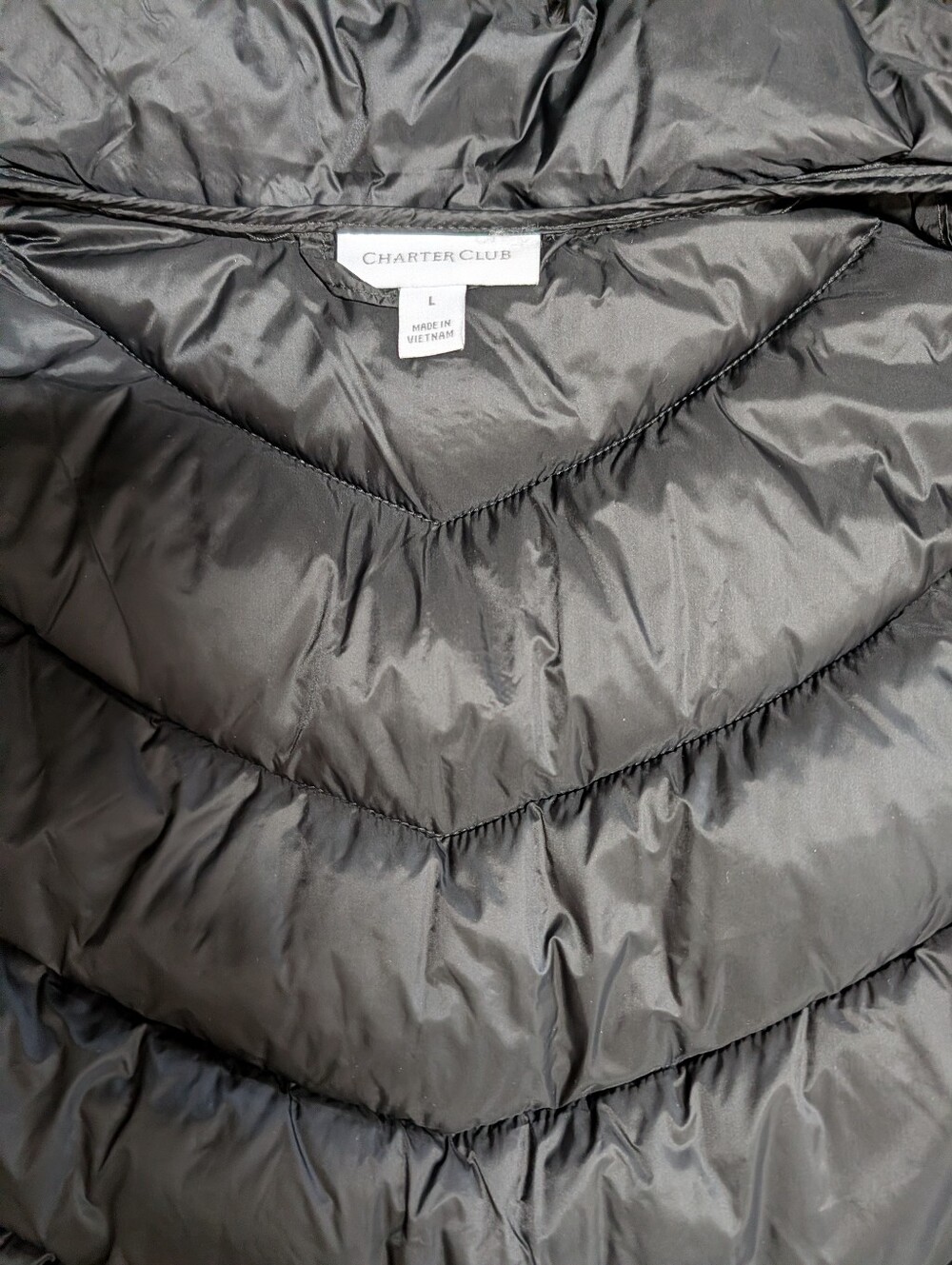 Charter Club Women's Black Packable Full Zip Quilted Puffer Vest NWT Size Large - Picture 2 of 6